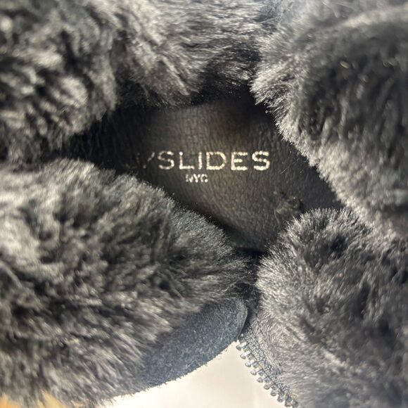 J Slides Fur Lined Black Leather Hi Top Platform Boots Sneakers Size 8M - Picture 9 of 10